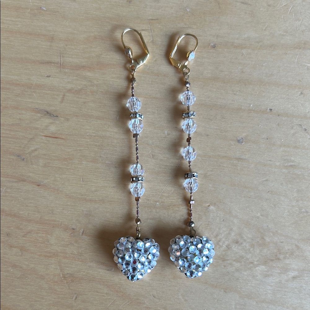 Elegant Heart Drop Earrings with Swarovski Crystals